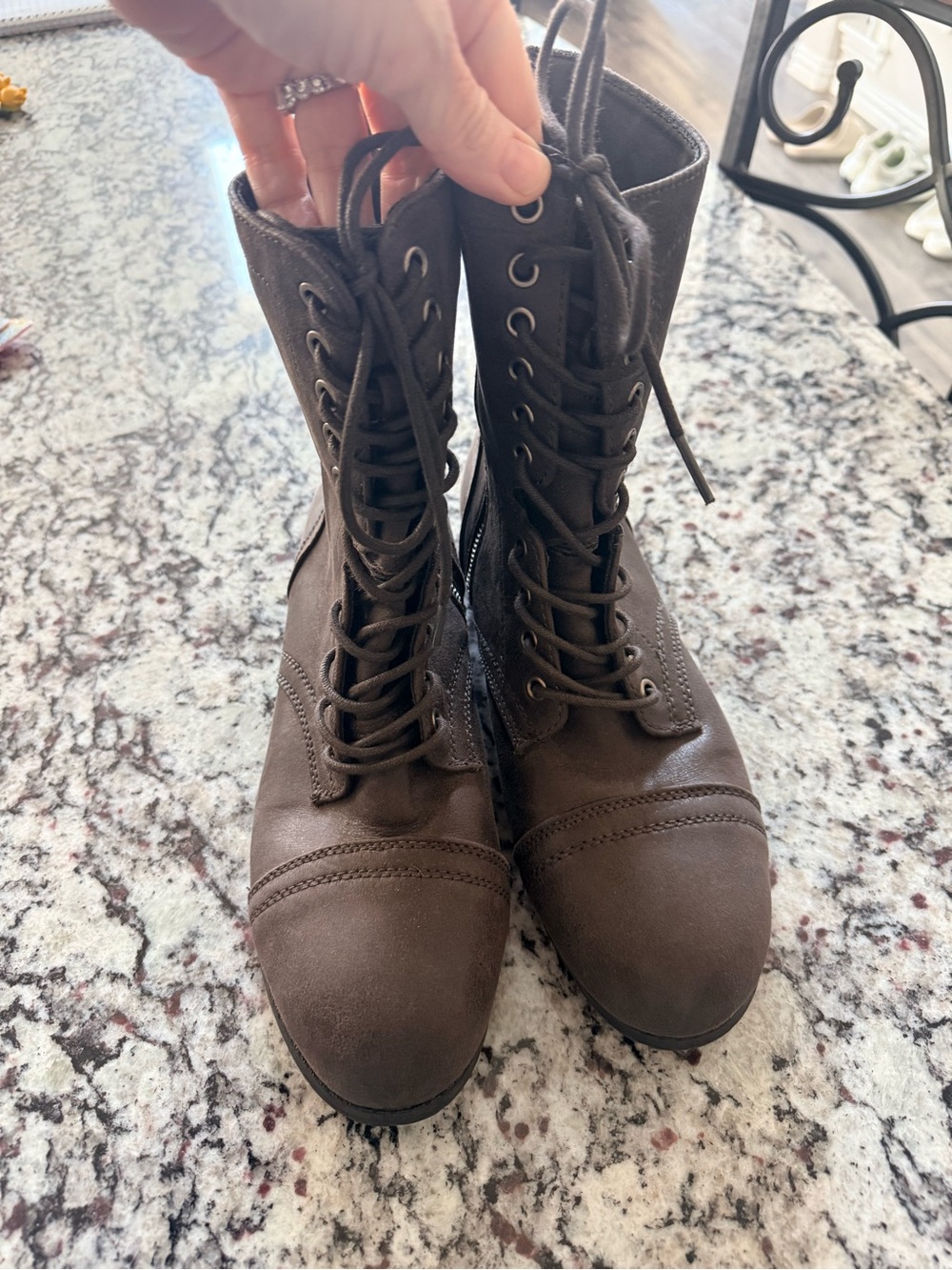 Women's Brown Lace-Up combat Boots from express
